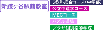 【新鎌ヶ谷駅前教室】にあるコースはMECコース、集団＆個別併設コースです。