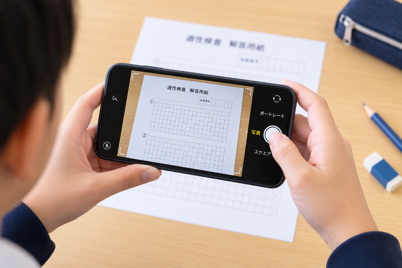 スマートフォンで答案を撮影