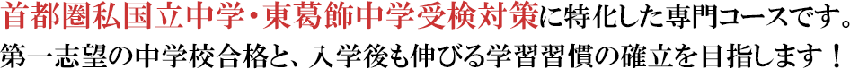 首都圏私国立中学・東葛飾中学受検対策に特化した専門コースです